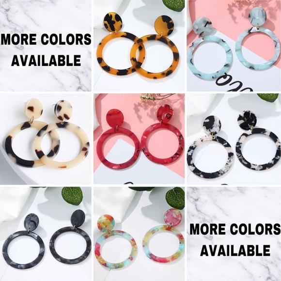 🔴5/$15🔴CLEARANCE Big Brown Acrylic Earrings NEW - Picture 8 of 10